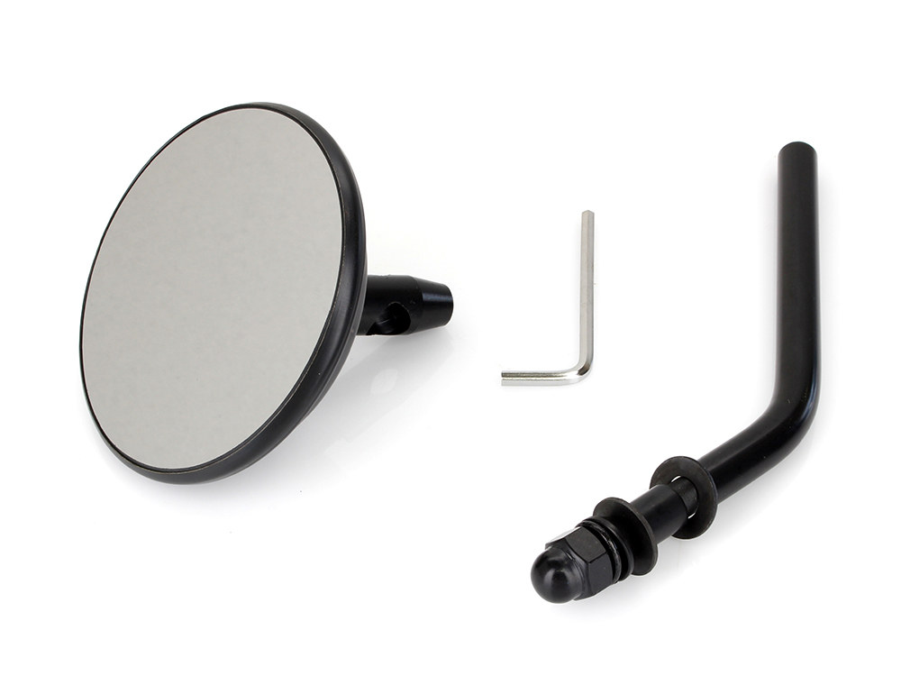 3in. Round Mirror with Short Stem – Black. Fits Left & Right.