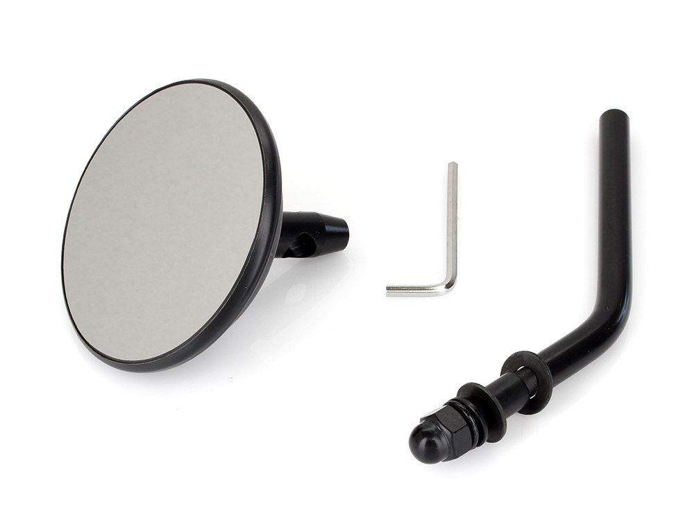 3in. Round Mirror with Short Stem - Black. Fits Left & Right.