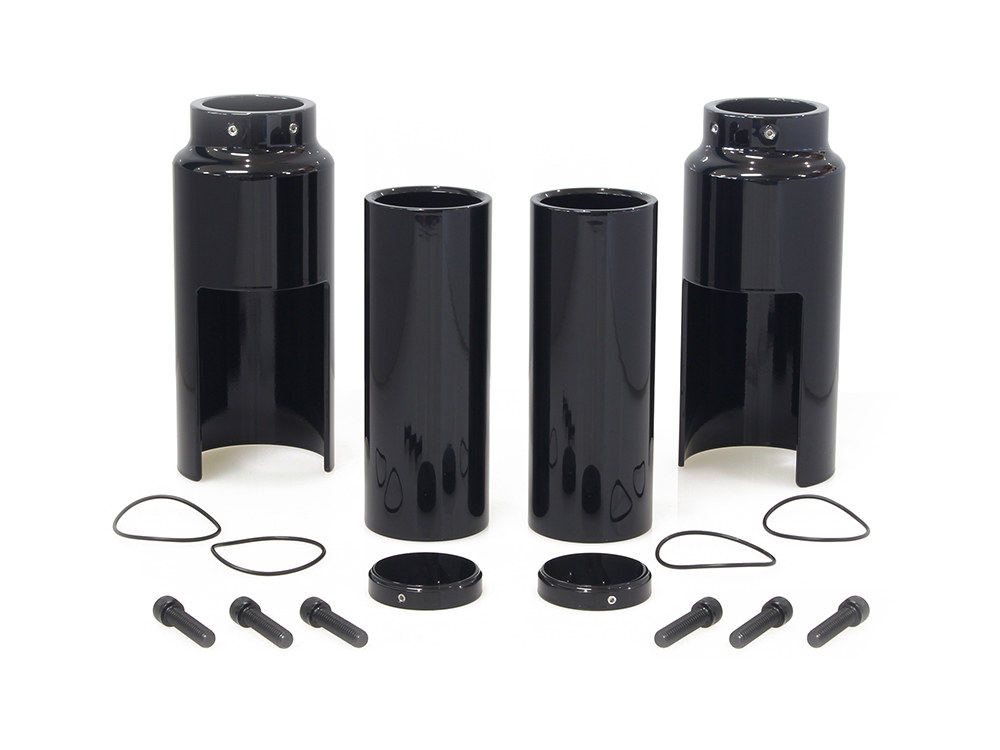 Six Piece Fork Cover Set - Black. Fits Softail Street Bob 2018up.