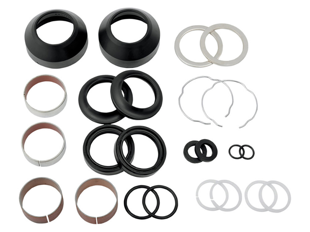 Fork Rebuild Kit. Fits 41mm Tubes. Fits Softail 1984-2017, Dyna Wide Glide 1993-2005, Dyna Switchback 2012-2016, FXWG 1984-1986 & Touring 1984-2013