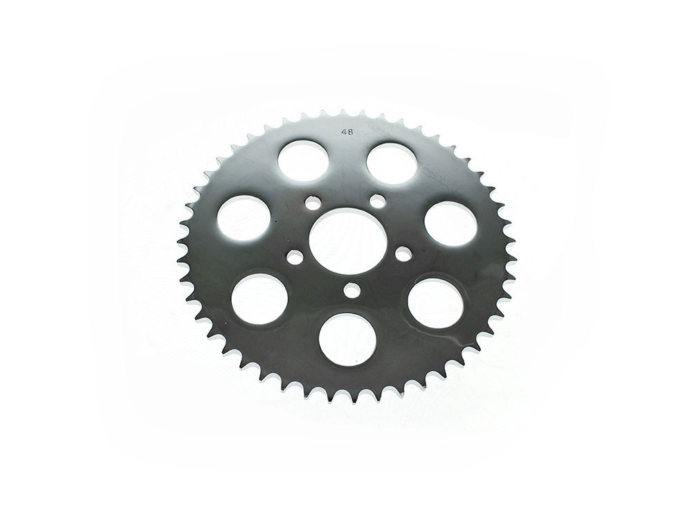48 Tooth, Flat Steel Rear Chain Sprocket - Chrome. Fits Big Twin 2000up & Sportster 2000-2021.