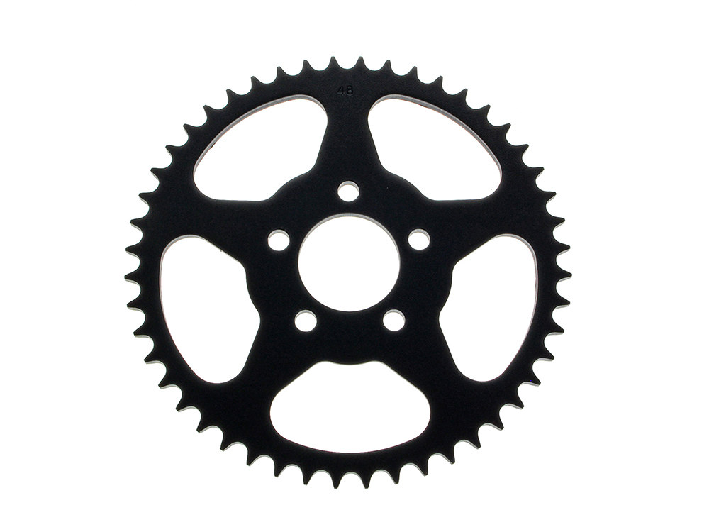 48 Tooth, Flat Steel Rear Chain Sprocket – Black. Fits Big Twin 2000up & Sportster 2000-2021.