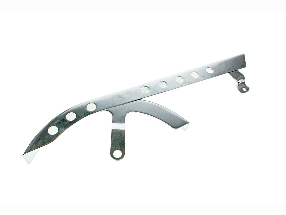 Upper Belt Guard with Holes – Chrome. Fits Sportster 2004-2021.