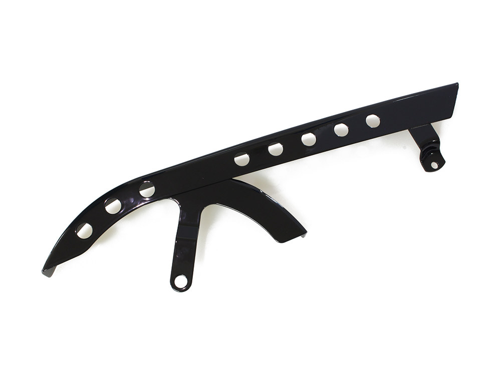 Upper Belt Guard with Holes – Gloss Black. Fits Sportster 2004-2021.
