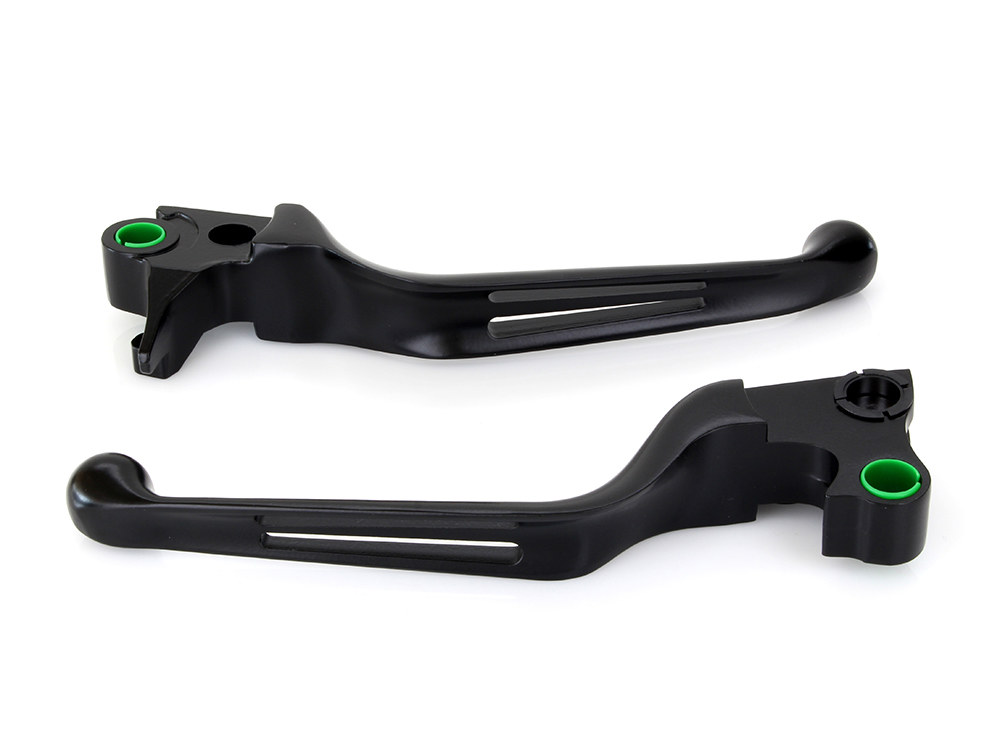 2 Slot Hand Levers – Black. Fits Softail 1996-2014, Dyna 1996-2017, Touring 1996-2007 & Sportster 1996-2003.