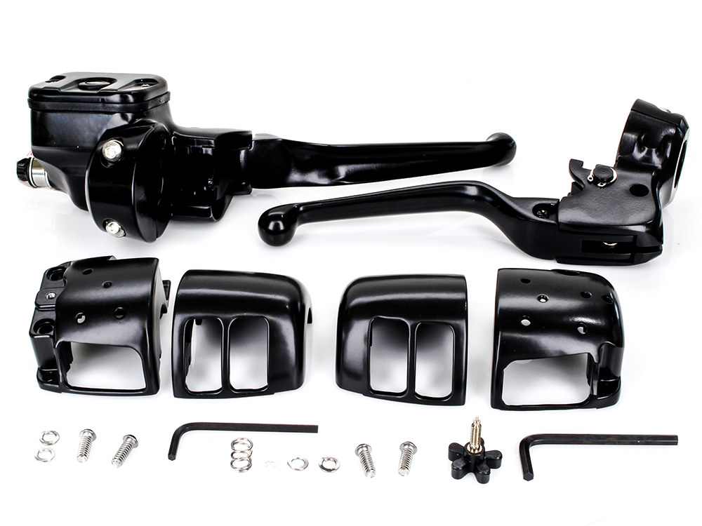 Handlebar Control Kit – Black. Fits Big Twin 1996-2010 & Sportster 1996-2003 with Single Disc Front Brake.