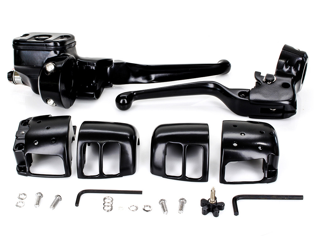 Handlebar Control Kit - Black. Fits Big Twin 1996-2010 & Sportster 1996-2003 with Single Disc Front Brake.