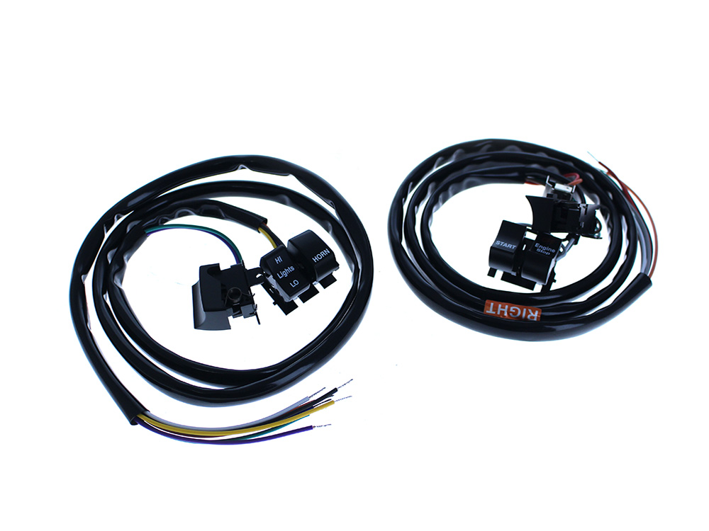 48in. Handlebar Wiring Harness - Black Switches. Fits Big Twin & Sportster 1982-1995 - Rollies Speed Shop