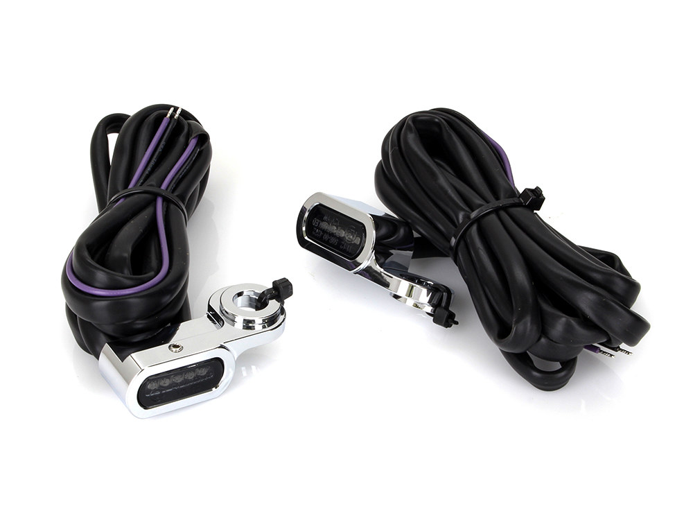 Under Perch Turn Signals - Chrome. Fits Softail S 2016-2017, V-Rod 2009-2017 & Touring 2009-2020 Models with Hydraulic Clutch.