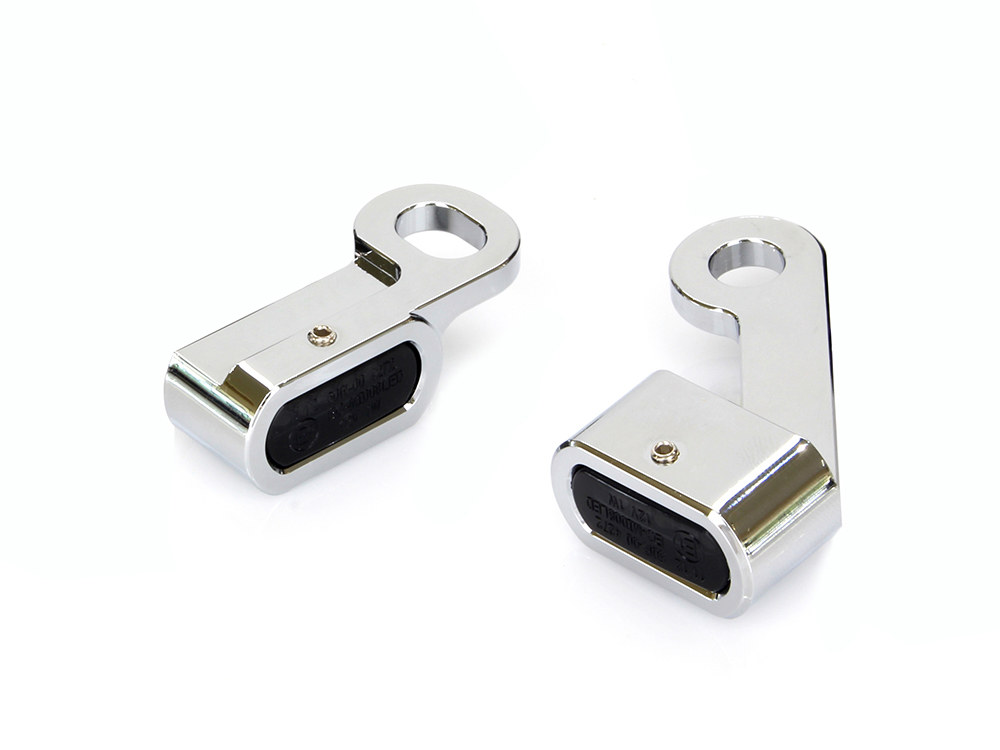 Under Perch Turn Signals - Chrome. Fits Softail 1984-2014, Dyna 1991-2017 & Sportster 1982-2003.