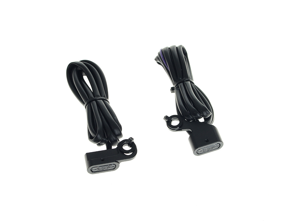 Under Perch Turn Signals - Black. Fits Softail 1984-2014, Dyna 1991-2017 & Sportster 1982-2003.