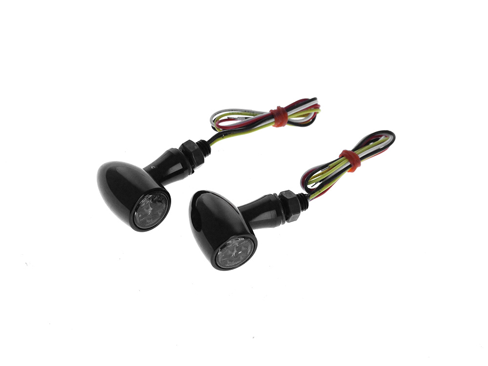 Mini Bullet LED Turn Signals - Gloss Black - Rollies Speed Shop