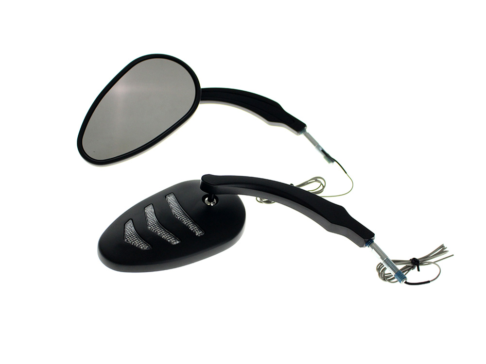 Sleek Billet Directional Mirrors with LED Indicators - Black - Rollies Speed Shop