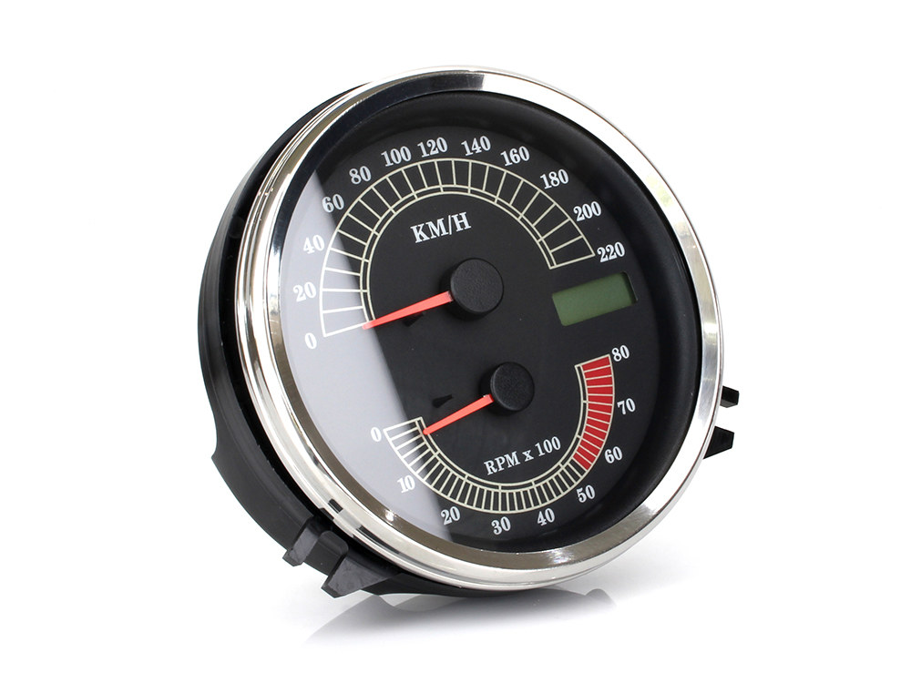 5in. KPH Speedometer with Tachometer. Fits Softail & Dyna Wide Glide 1999-2003 & Road King 1999-2003 Models with 5in. Fat Bob Dash.
