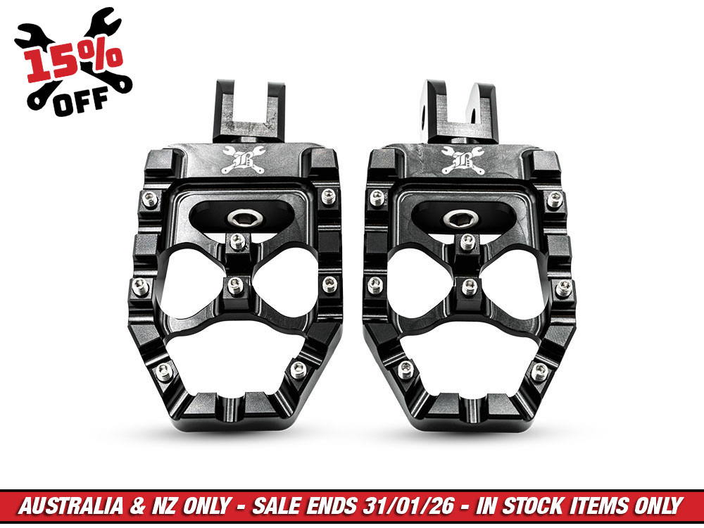 MX Evolution Footpegs - Black. Fits Softail 2018up Front Rider