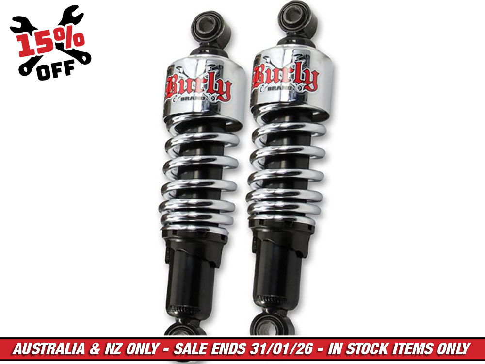 10-1/2in. Slammer Rear Shock Absorbers - Chrome. Fits Dyna 1991-2017.