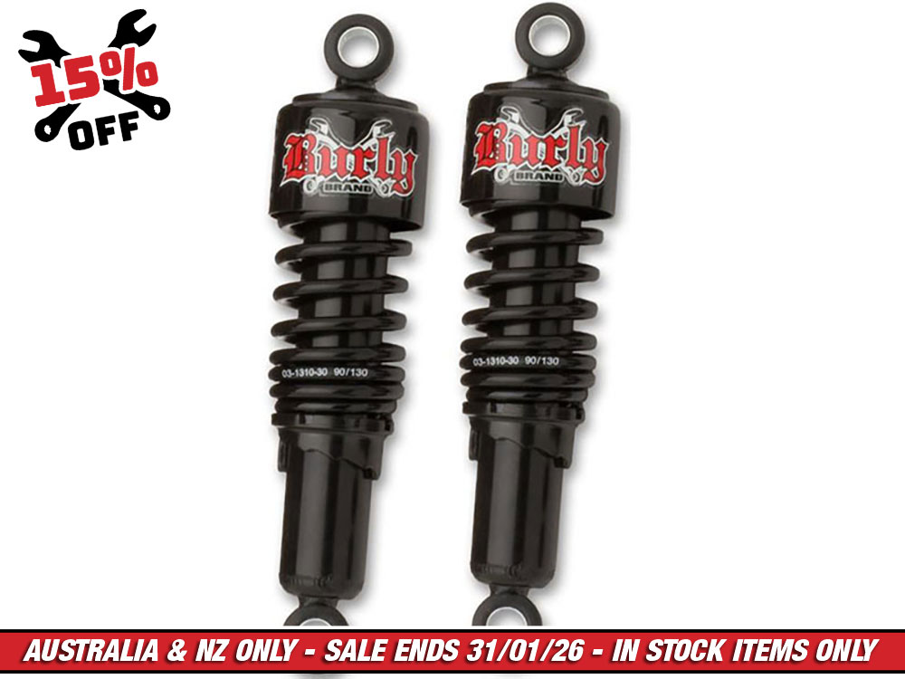 10-1/2in. Slammer Rear Shock Absorbers - Black. Fits Dyna 1991-2017.