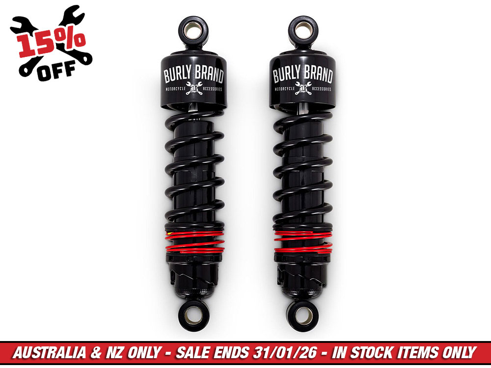 10-1/2in. Slammer Plus Rear Shock Absorbers - Black. Fits Sportster 2004-2021
