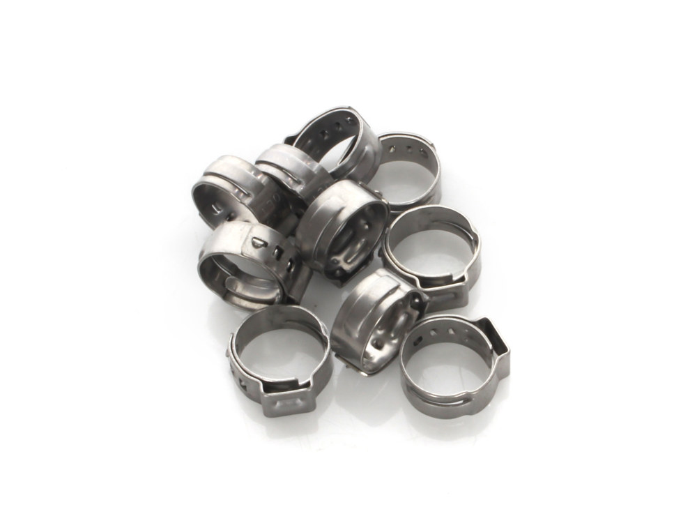 Stepless Ear Clamps – Pack of 10. Size range is 12.0 to 14.5 mm