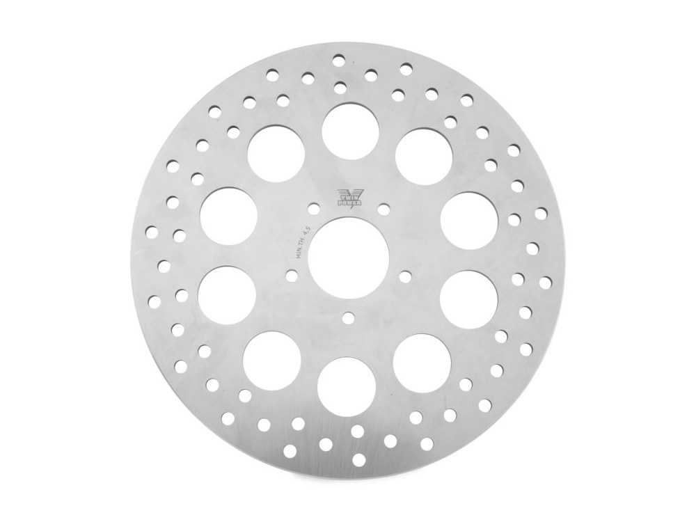 11.8in. Front Hole Design Disc Rotor – Silver. Fits Dyna 2006-2017, Softail 2015up, Sportster 2014-2021 & Some Touring 2008up.