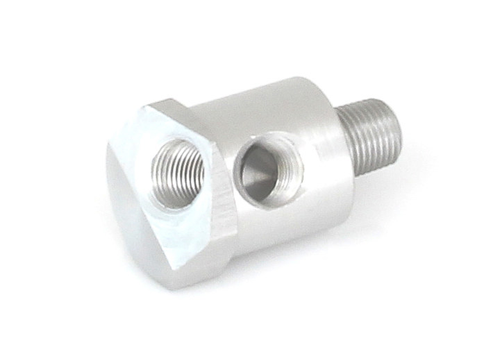 Oil Pressure Gauge Dual Adapter - Silver. Fits Big Twin 1984-1999.