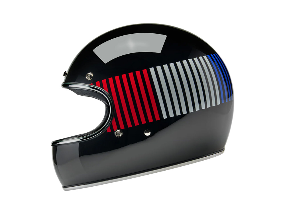 BIL Gringo Helmet - Raceflow Gloss Black, Red, White & Blue. Size Small with ECE R22.06 Compliance