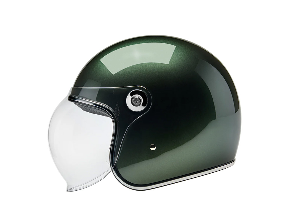 BIL Tahoe Open Face Helmet - Metallic Sierra Green. Size Large with ECE R22.06 Compliance