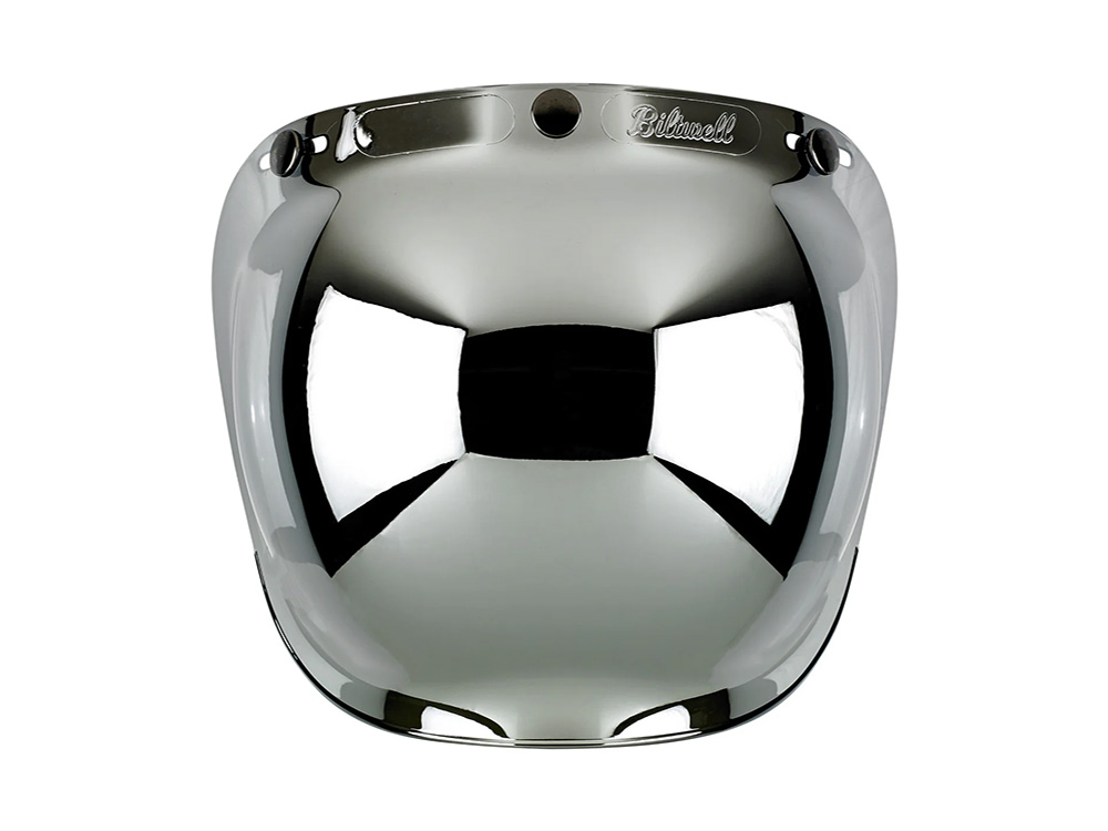 BIL Bubble Shield Visor - Chrome Mirror. Fits Gringo Helmets & Most Helmets With 3 Studs Along The Top