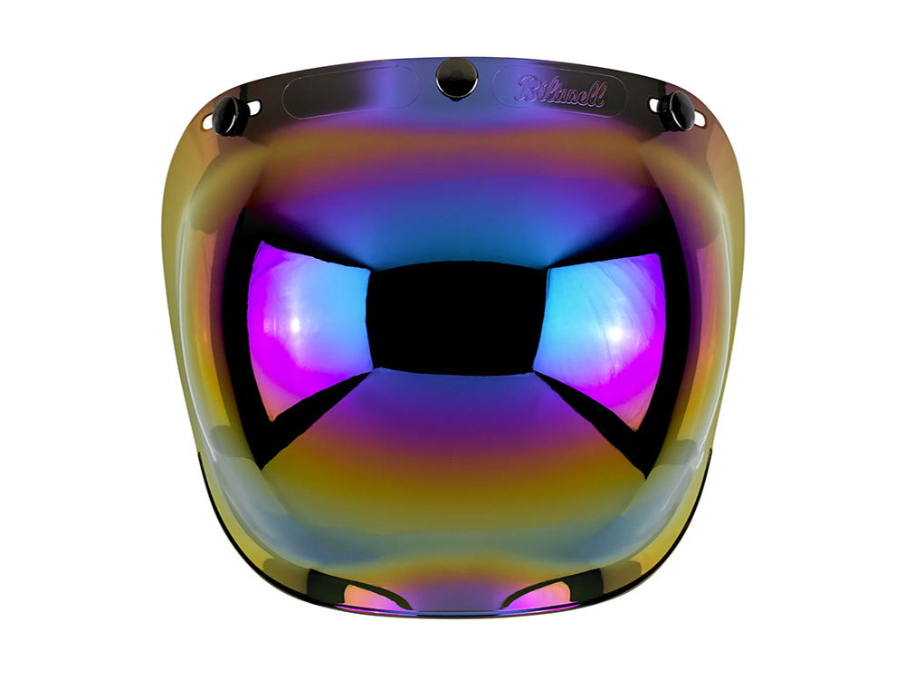 BIL Bubble Shield Visor - Rainbow Mirror. Fits Gringo Helmets & Most Helmets With 3 Studs Along The Top