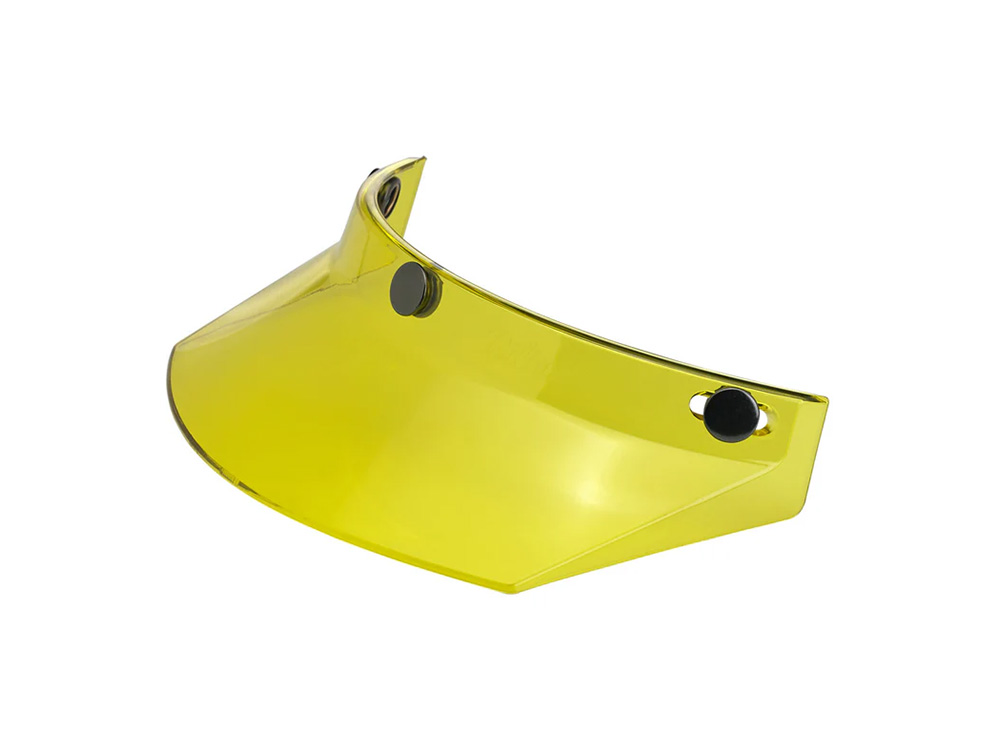 BIL Moto Visor - Yellow Translucent. Fits Gringo Helmets & Most Helmets With 3 Studs Along The Top