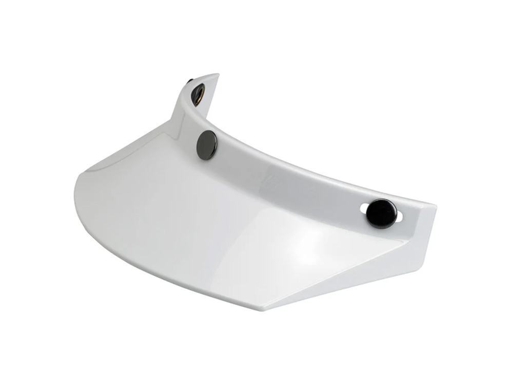 BIL Moto Visor - White. Fits Gringo Helmets & Most Helmets With 3 Studs Along The Top
