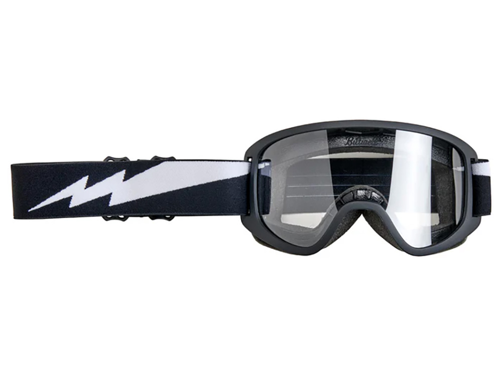 BIL Biltwell Moto 2.0 Googles - Black with White Bolts