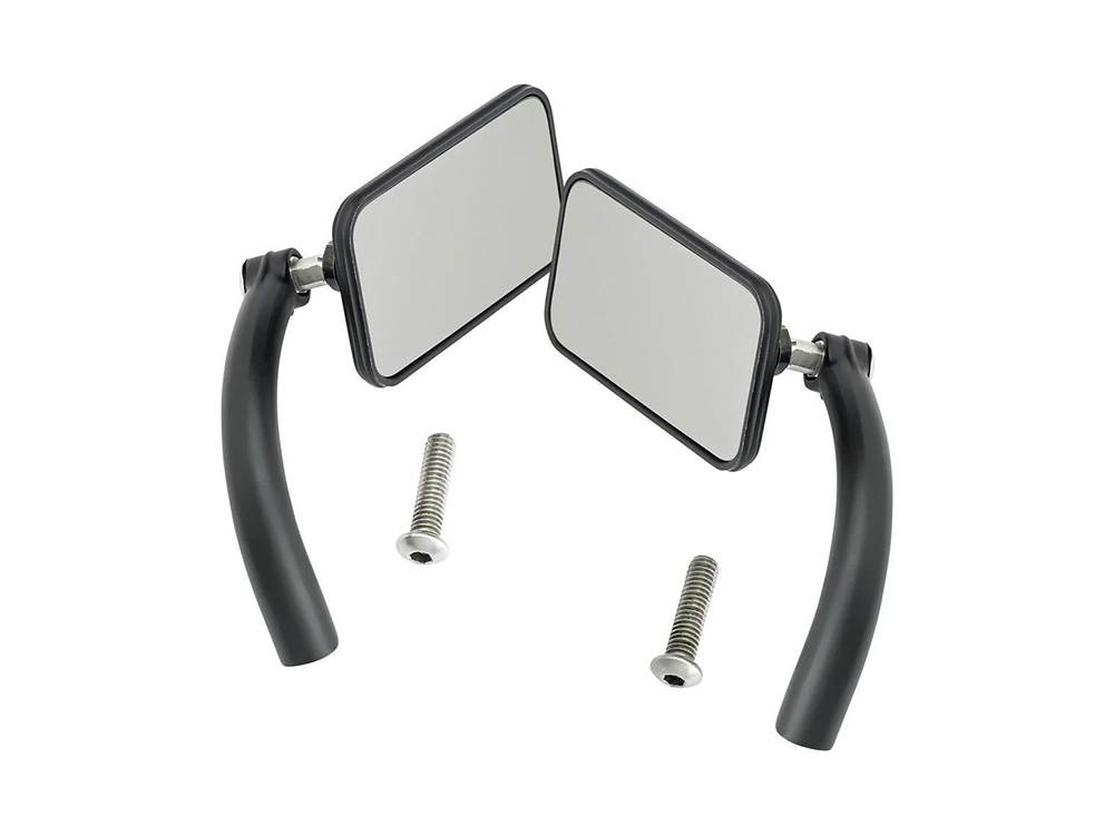 BIL Rectangular Utility Mirrors - Satin Black. Left and Right Set
