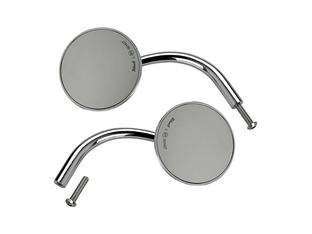 BIL Round Utility Mirrors - Chrome. Left and Right Set