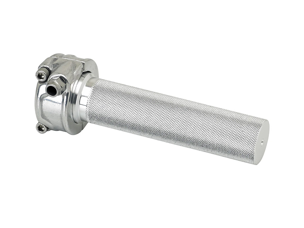 BIL Single Throttle Cable Housing - Polished. Cast Whiskey Throttle Tube Fits 1in. Bar