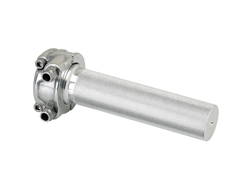 BIL Dual Throttle Cable Housing - Polished. Cast Whiskey Throttle Tube Fits 1in. Bar