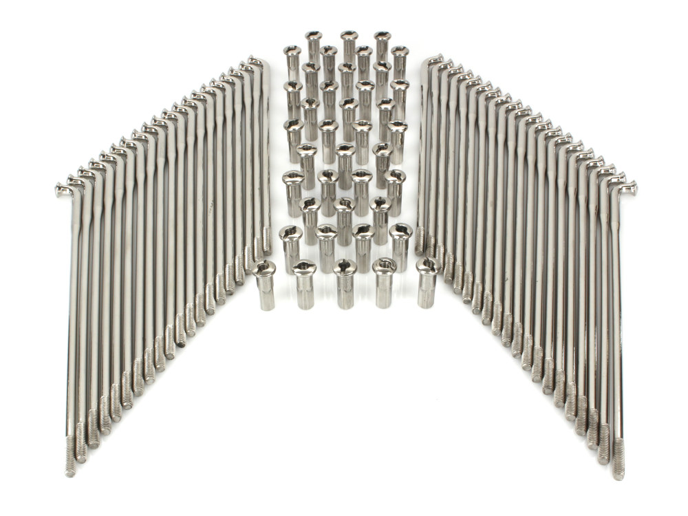 16in. Spokes - Polished Stainless Steel. Fits Original Style H-D Deep Drop Center Rim when used in conjunction with 1997up H-D style Rear Hub or H-D Style Wide Glide Front Hub.