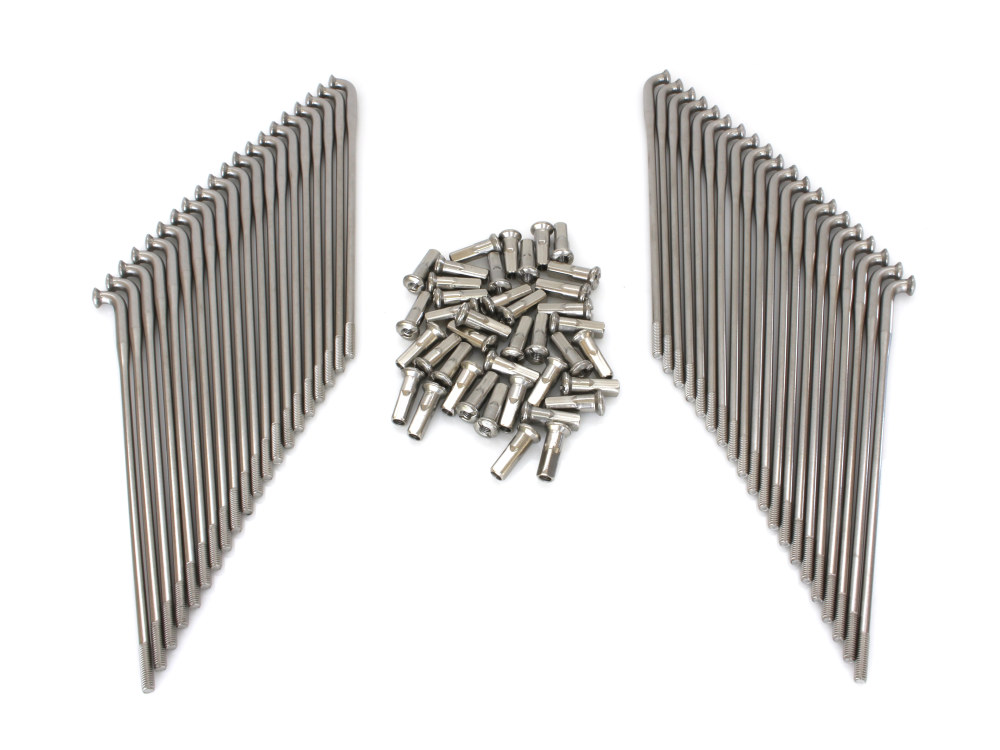 17in. Heavy Duty Spokes - Stainless Steel. Fits the Genuine H-D Smooth Profile Rim when used in conjunction with 1997up H-D style Rear Hub or H-D Style Wide Glide Front Hub.