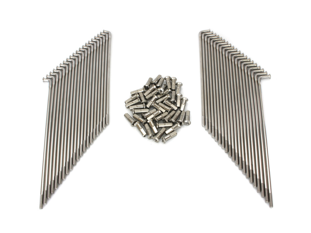 19in. Spokes - Stainless Steel. Fits Original Style H-D Deep Drop Center Rim when used in conjunction with Narrow Glide Hub 1973up & OEM H-D Mid Glide Front Hub 2006up.