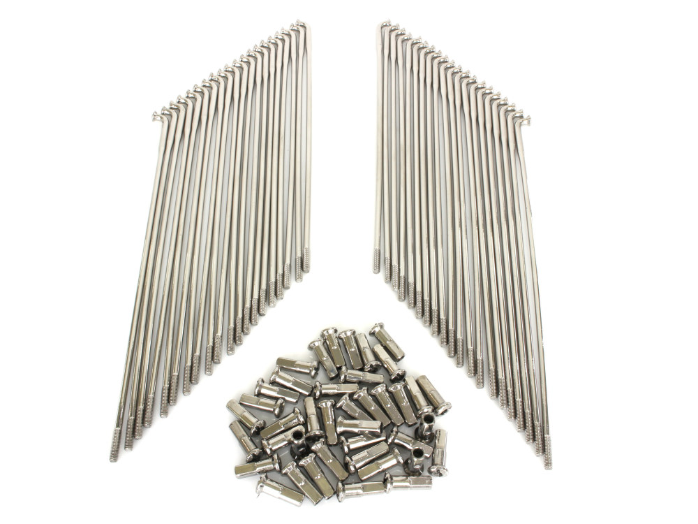 21in. Spokes - Polished Stainless Steel. Fits Original Style H-D Drop Center Rims & Genuine H-D Smooth Profile Rims when used in conjunction with 1997up H-D style Wide Glide Front Hub.