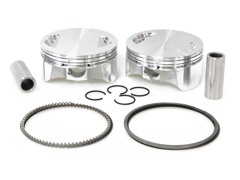 Std Pistons with 10.75:1 Compression Ratio. Fits Big Twin 2007-2017 with Big Bore 110ci to 117ci Twin Cam Engine.