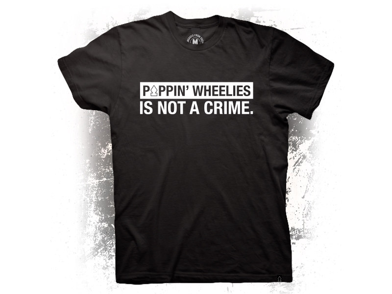 Crooked Clubhouse Black Poppin Wheelies Short Sleeve Tee. Large.