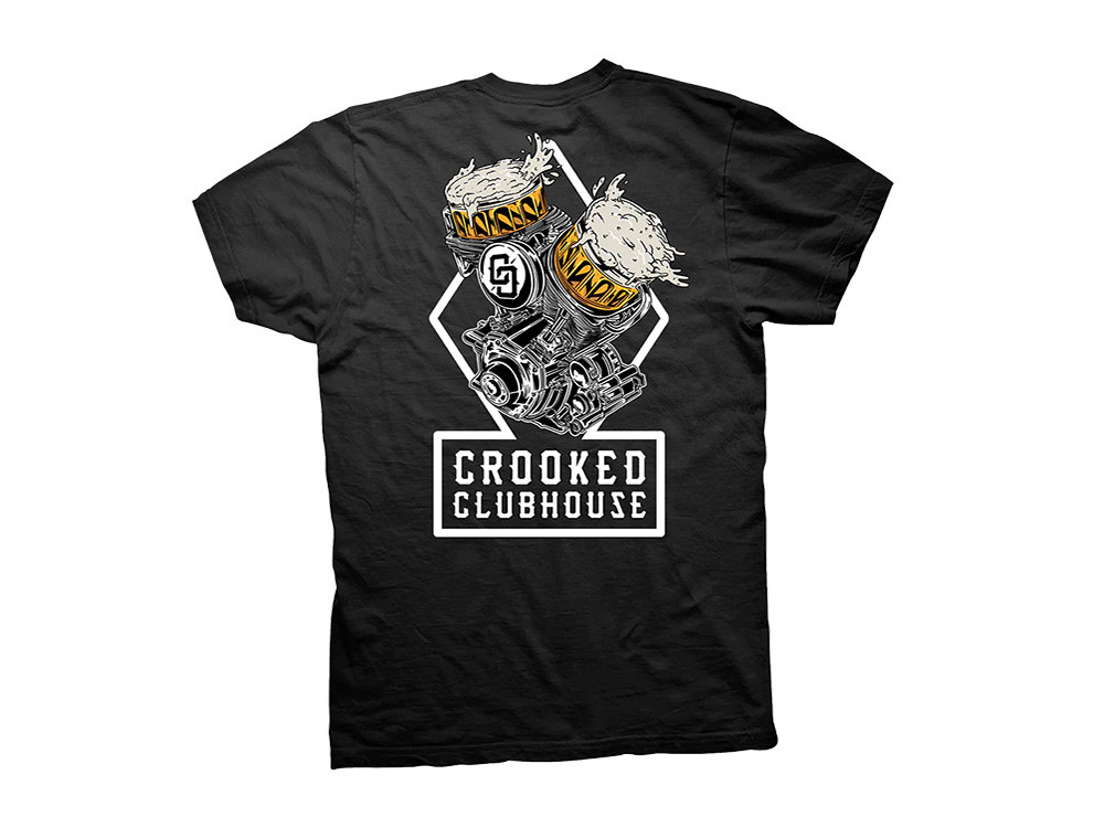 Crooked Clubhouse Black Beer Run 2 Short Sleeve Tee. Medium.