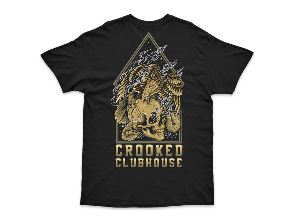 Crooked Clubhouse Brass Short Sleeve Tee. Medium.