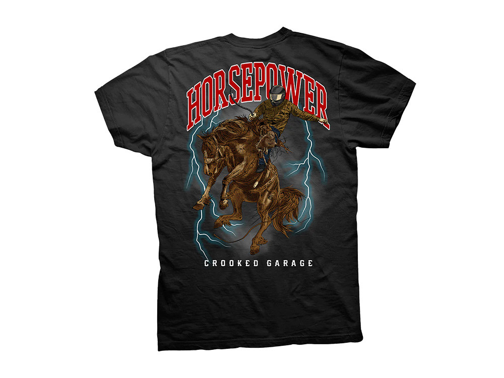Crooked Clubhouse Black CG Horsepower Short Sleeve Tee. X-Large.