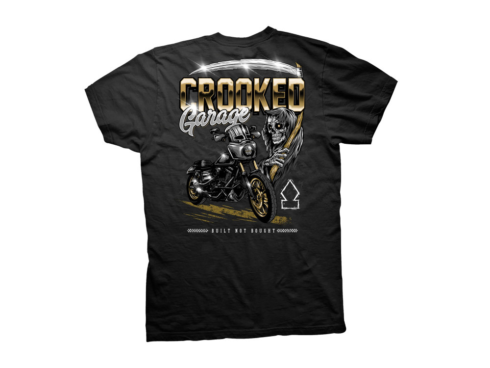 Crooked Clubhouse Black Gold Ripper Short Sleeve Tee. Medium.