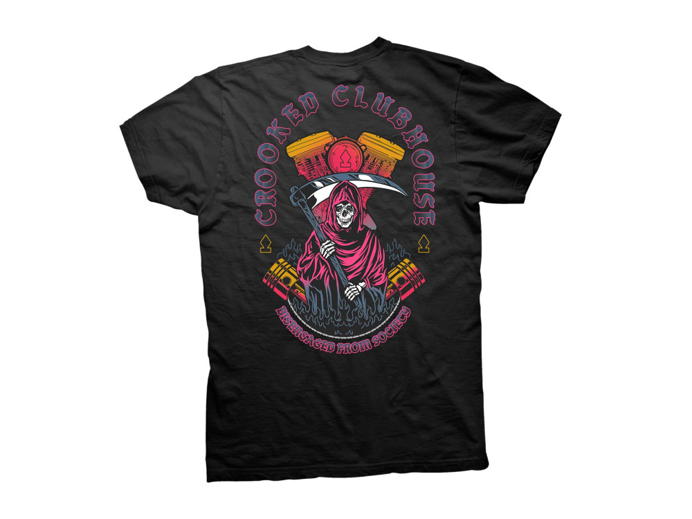 Crooked Clubhouse Black Grim Short Sleeve Tee. X-Large.