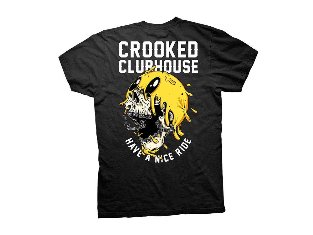 Crooked Clubhouse Black Have A Nice Ride 5 Short Sleeve Tee. Medium.