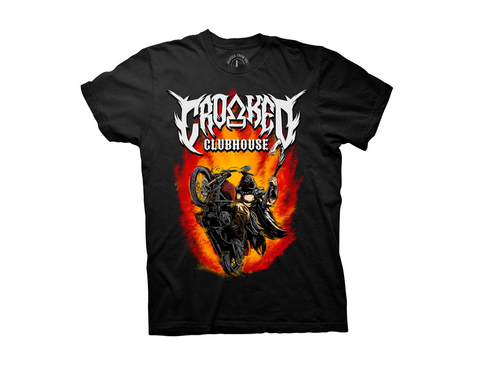 Crooked Clubhouse Black Hell Raiser Short Sleeve Tee. Large.