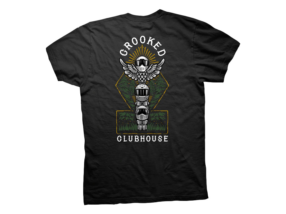 Crooked Clubhouse Black Teepee Short Sleeve Tee. Medium.